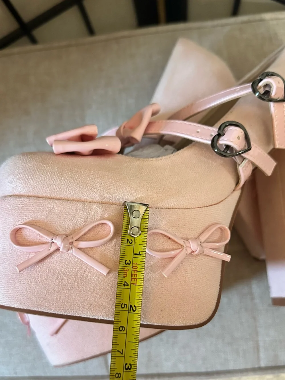 Pink Bow Platform Mary Jane Chunky Heels